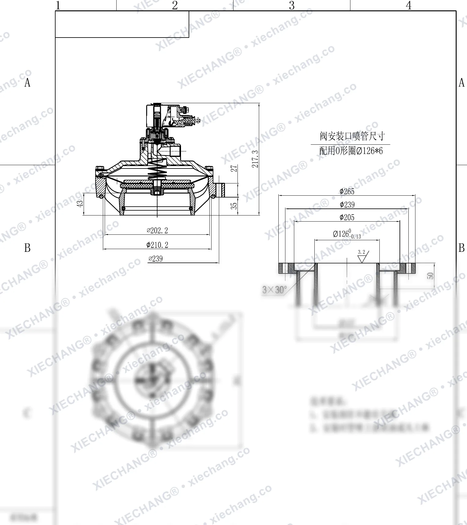 DCF-F-Y-115S · 4.5" · électrovanne à impulsions immergée antidéflagrante — Plan d'installation