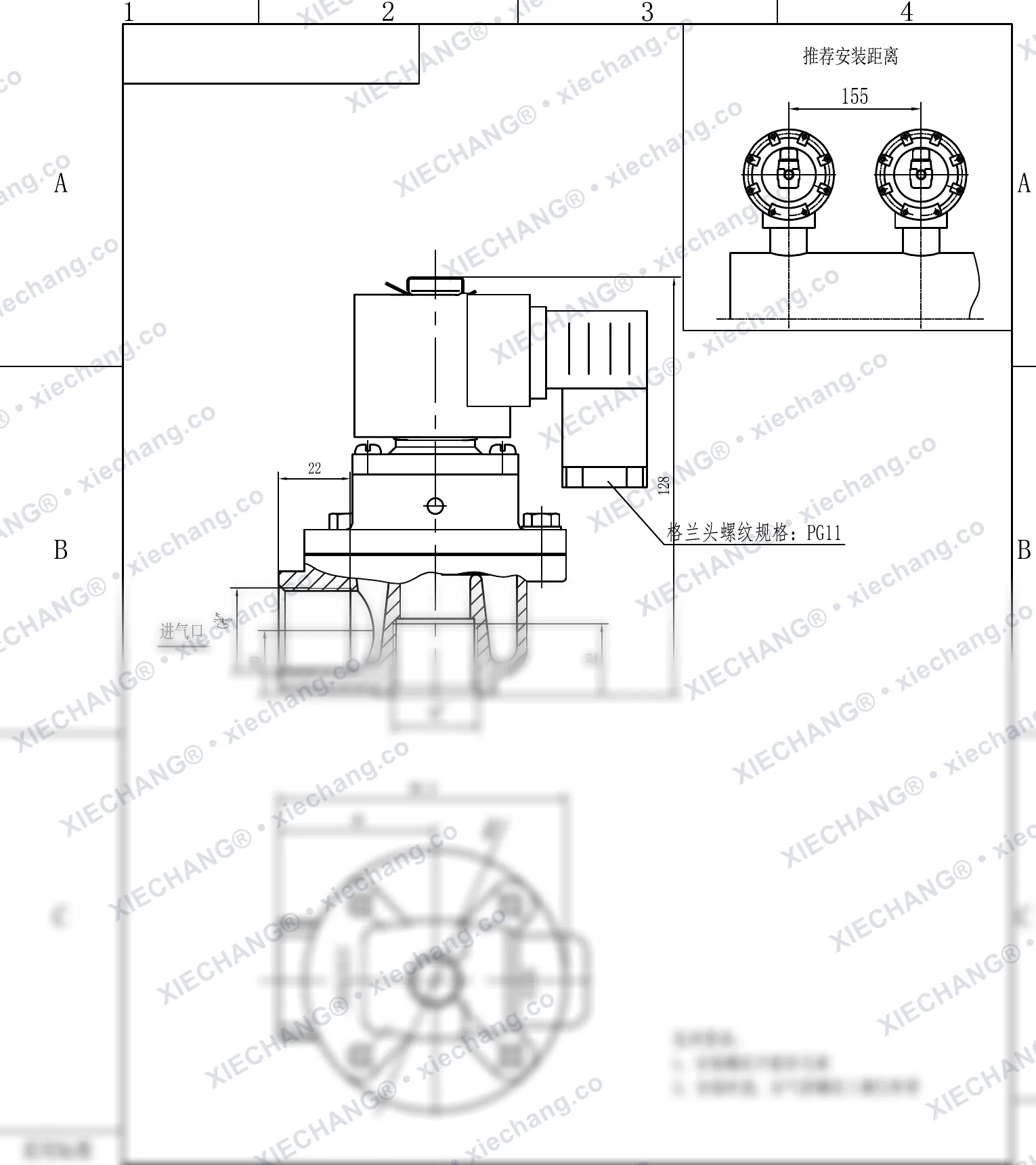 DCF-Z-20 · 3/4" · électrovanne à impulsions à angle droit — Plan d'installation
