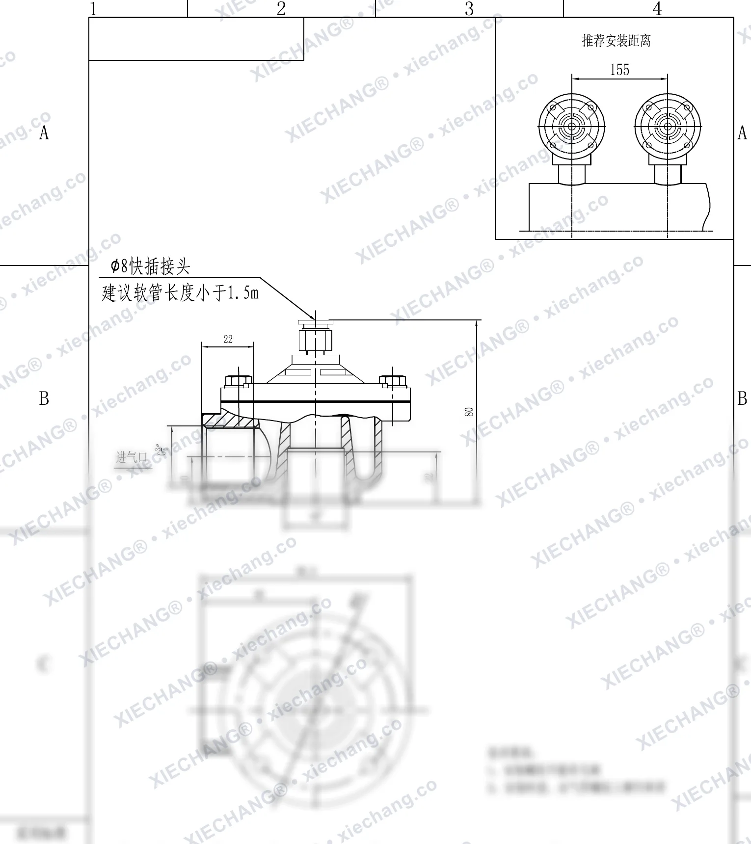 DCF-Z-20-DXK · 3/4" · électrovanne à impulsions à angle droit — Plan d'installation