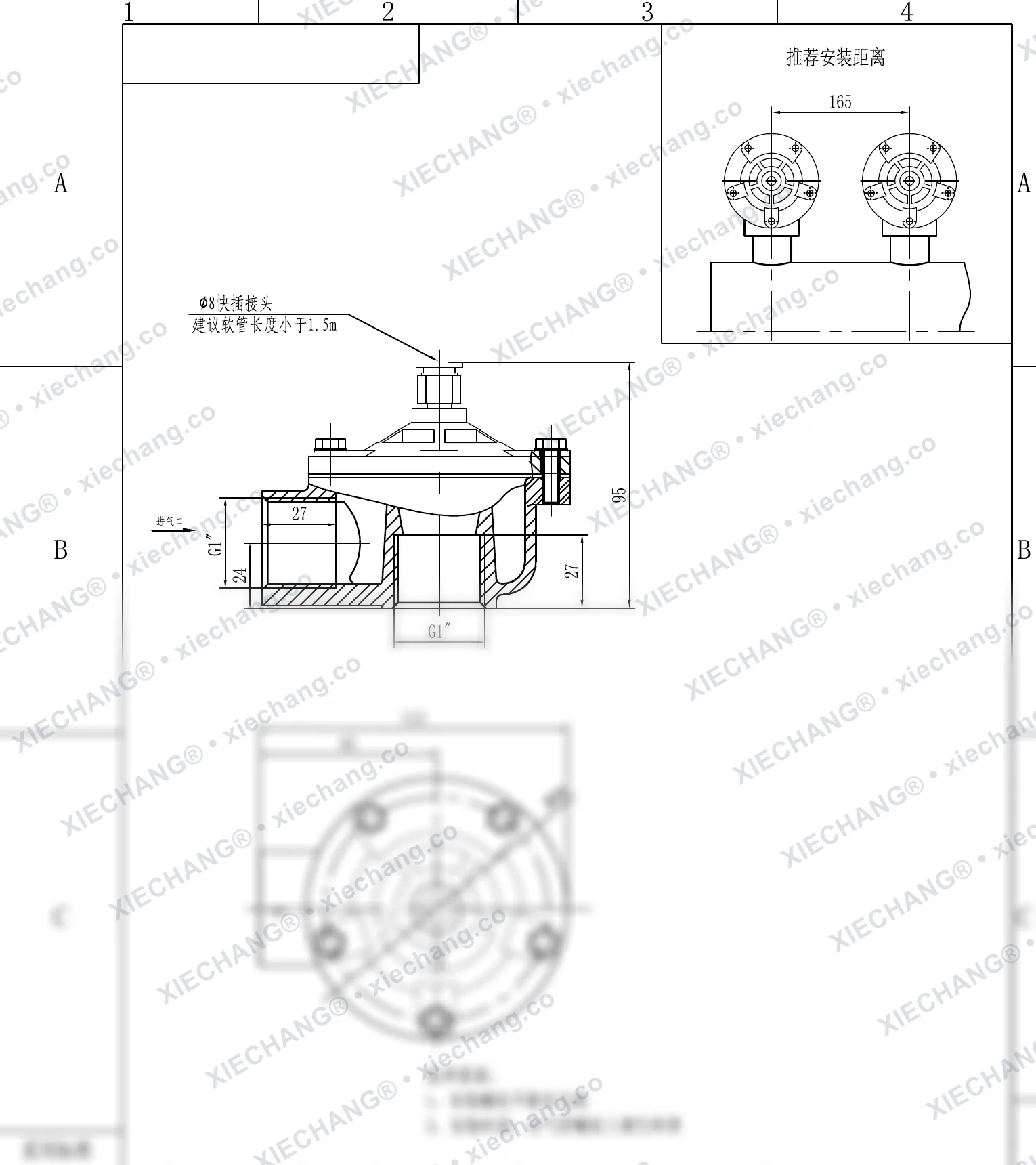 DCF-Z-25-DXK · 1" · électrovanne à impulsions à angle droit — Plan d'installation