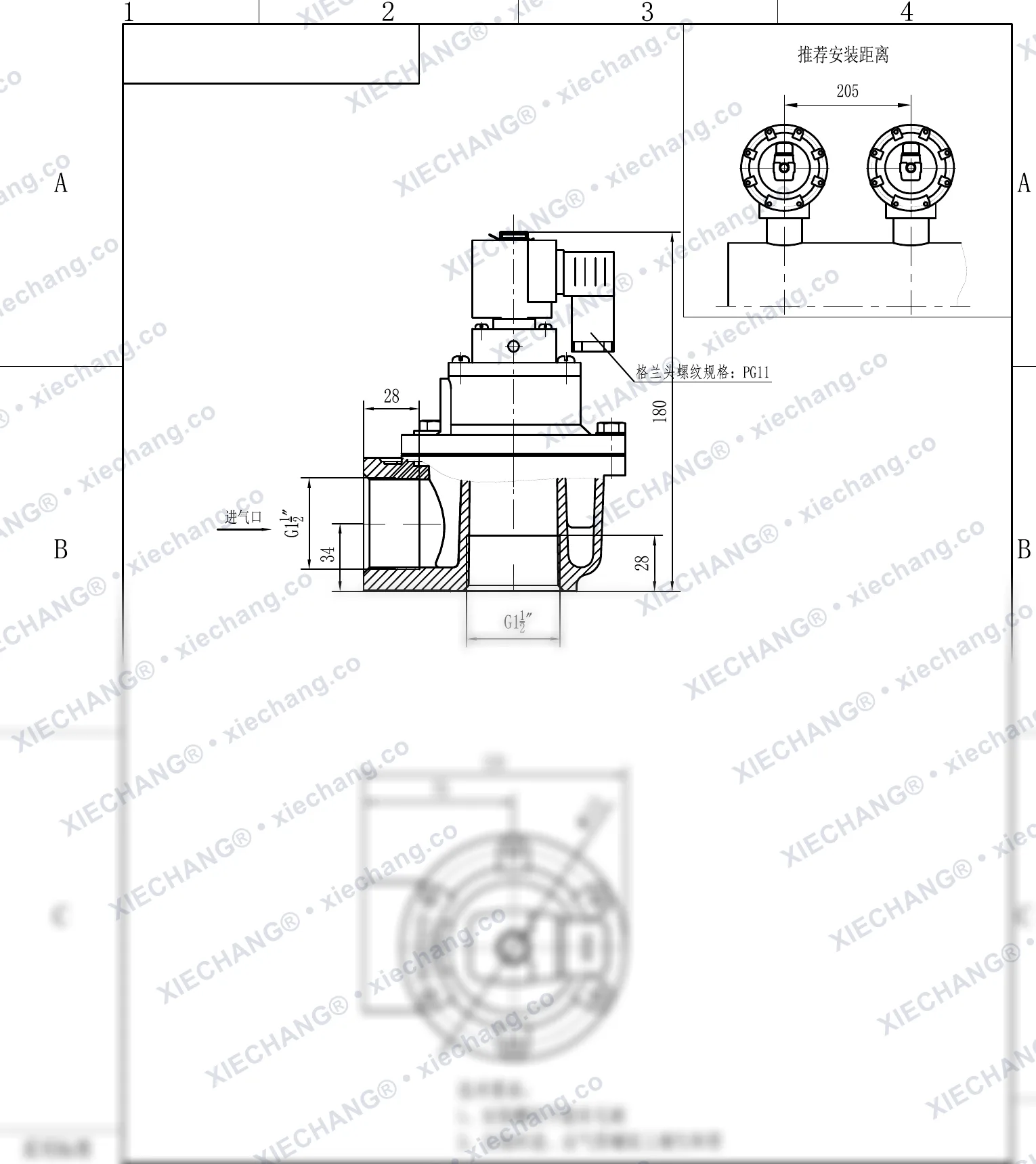 DCF-Z-40S · 1.5" · électrovanne à impulsions à angle droit — Plan d'installation