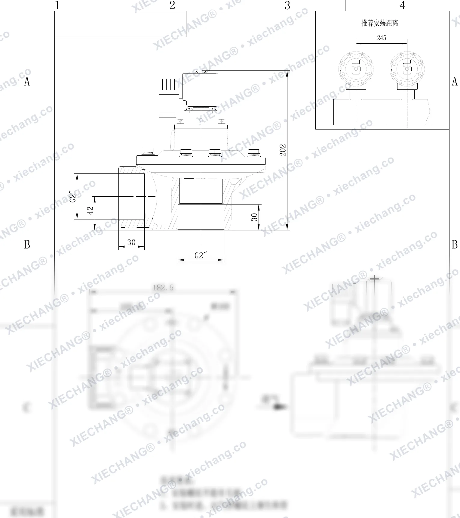 DCF-Z-50S-C · 2" · électrovanne à impulsions à angle droit — Plan d'installation