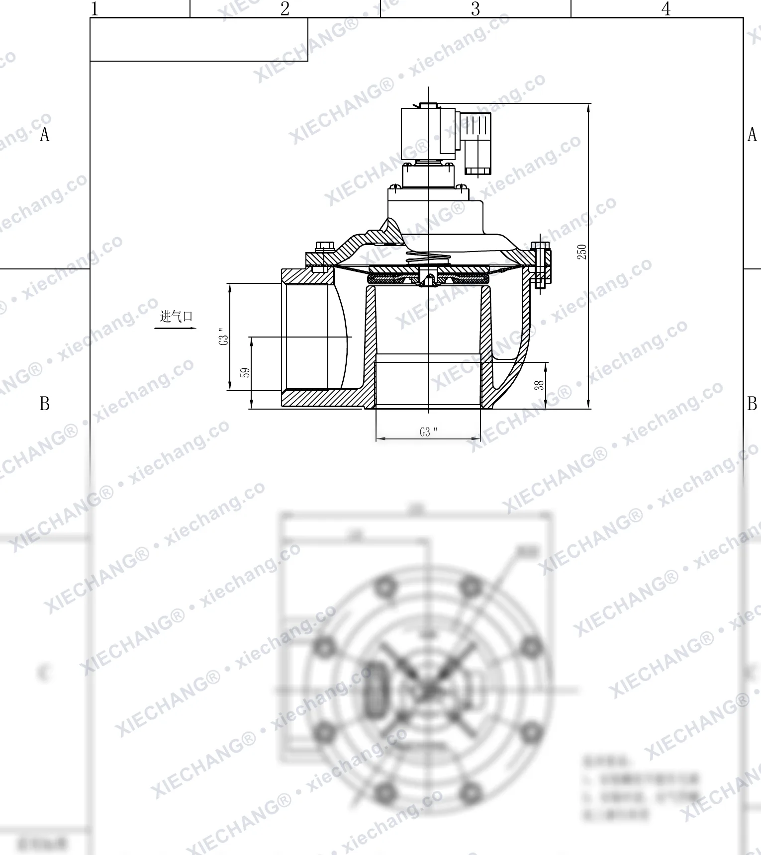 DCF-Z-76S · 3" (DN76) · électrovanne à impulsions à angle droit — Plan d'installation