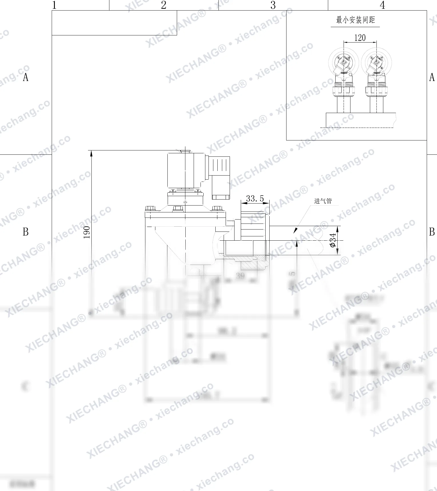 DCF-ZM-25-C · 1" · électrovanne à impulsions à filetage mâle — Plan d'installation