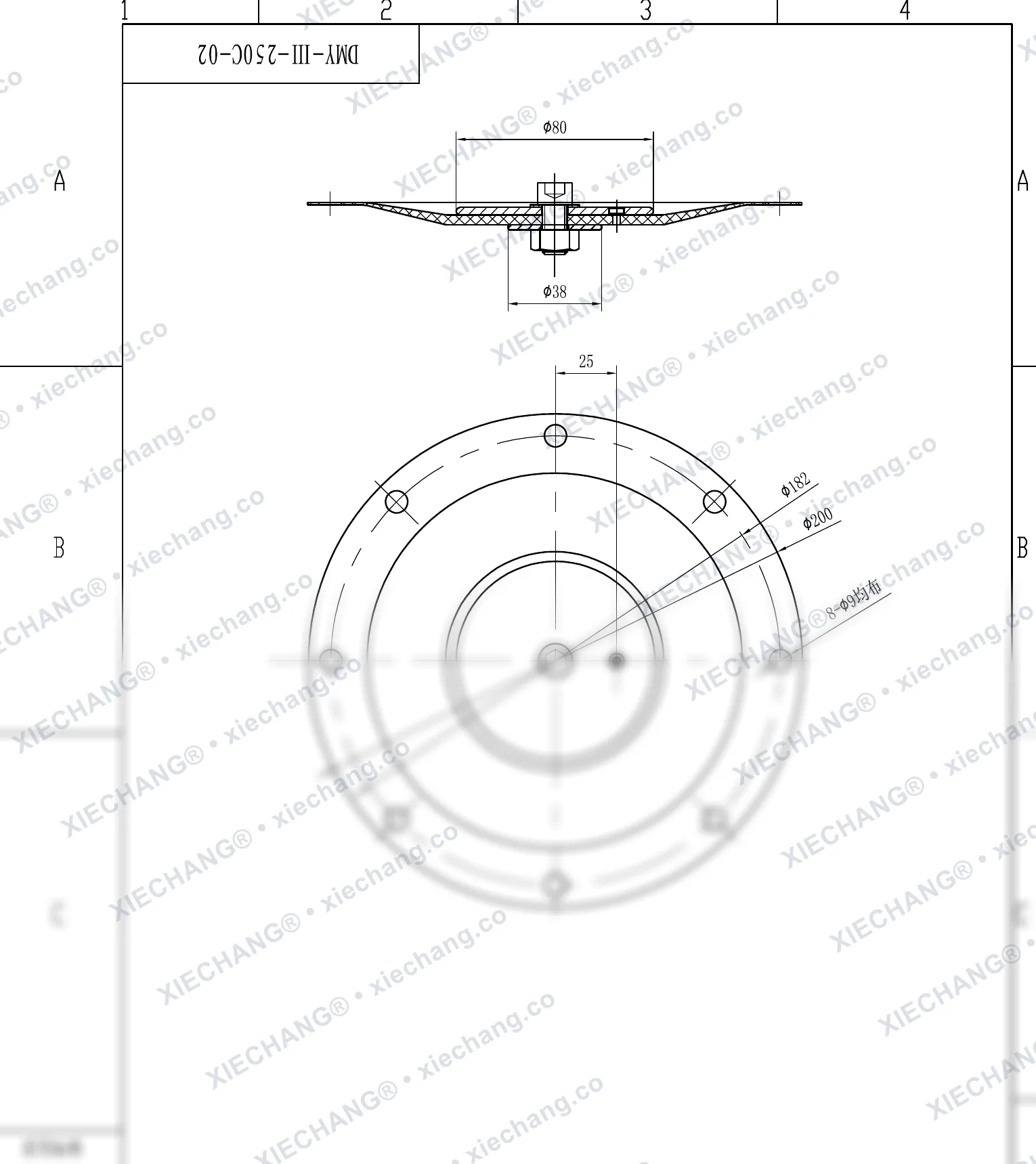 DMY-Ⅲ-250C-02 · DN250 · ensemble membrane (2e étage / secondaire, 10 pouces) — Plan d'assemblage