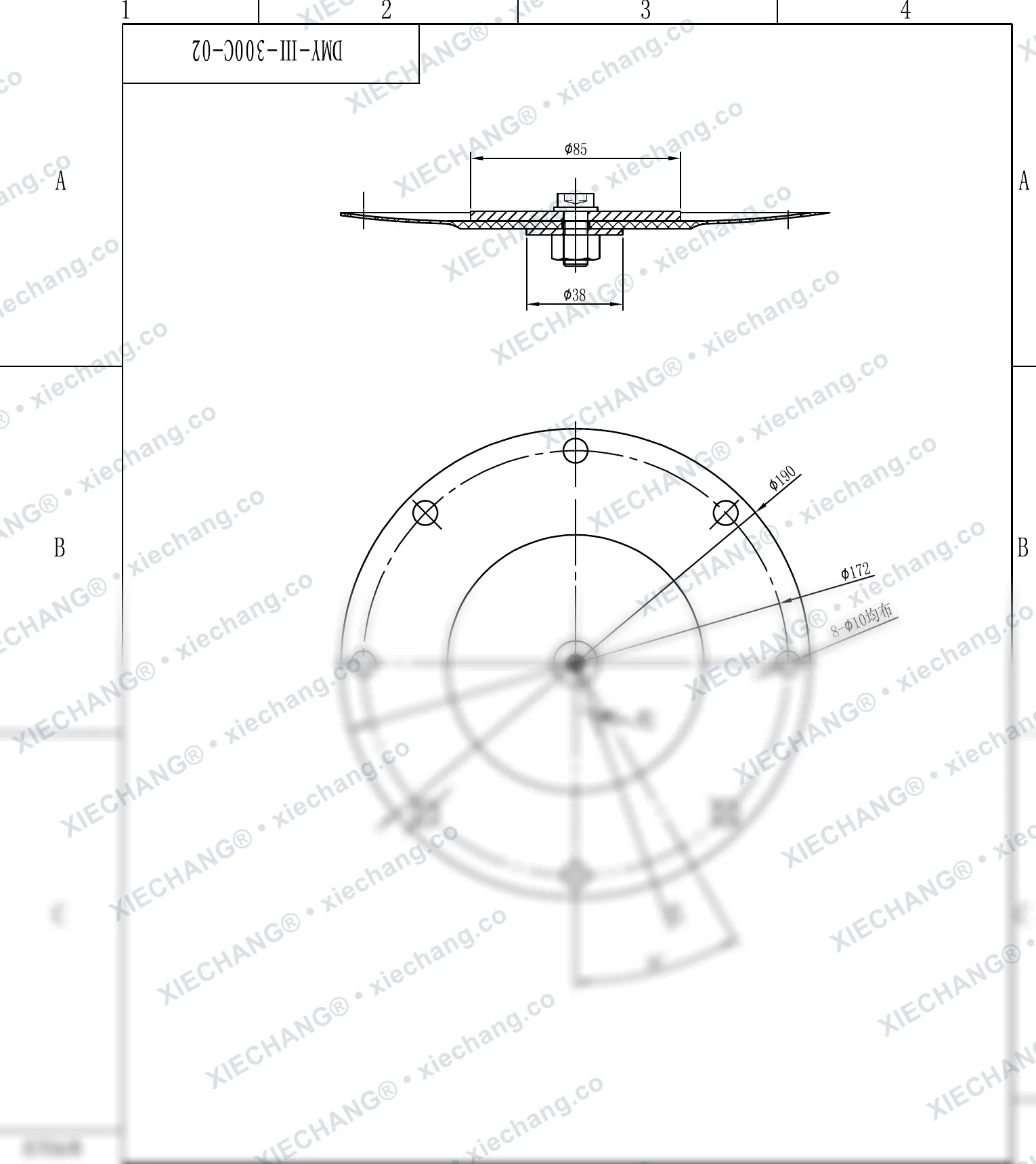 DMY-Ⅲ-300C-02 · DN300 · ensemble membrane (2e étage / secondaire, 12 pouces) — Plan d'assemblage