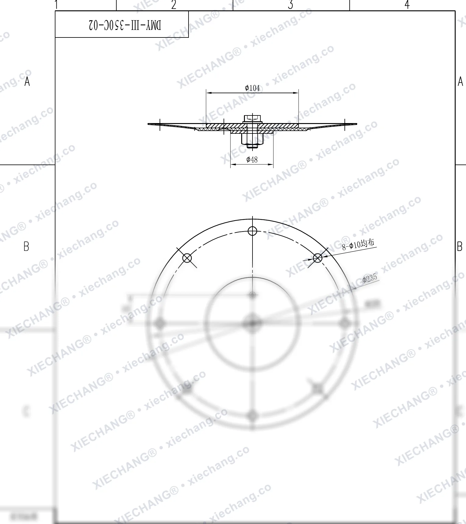 DMY-III-350C-02 · DN350 · ensemble membrane (2e étage / secondaire, petite, 14 pouces) — Plan d'assemblage